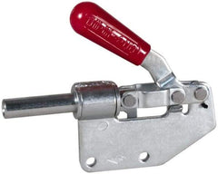 De-Sta-Co - 299 Lb Load Capacity, Straight Base, Carbon Steel, Standard Straight Line Action Clamp - 2 Mounting Holes, 0.27" Mounting Hole Diam, 0.44" Plunger Diam, Straight Handle - Benchmark Tooling