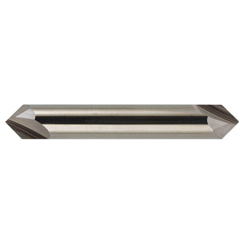 ‎1/8″ × 1/8″ × 1-1/2″ STR / RHC Solid Carbide 2-Flute Double End Chamfer Tool - Bright - Exact Industrial Supply