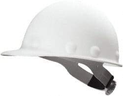 Fibre-Metal - ANSI Type I, Class G Rated, 8-Point, Ratchet Adjustment Hard Hat - Size 6-1/2 to 8, White, Standard Brim - Benchmark Tooling