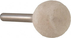 Value Collection - 1" Diam, 1/4" Shank Diam, Ball Shaped Mounted Bob - Rock Hard Density, 1" Head Length, 2" Shank Length, Wool Felt - Benchmark Tooling