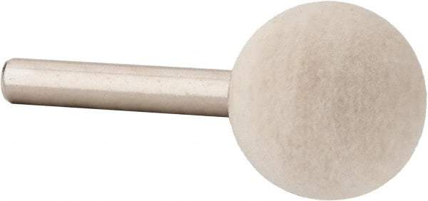 Value Collection - 1" Diam, 1/4" Shank Diam, Ball Shaped Mounted Bob - Medium Density, 1" Head Length, 2" Shank Length, Wool Felt - Benchmark Tooling