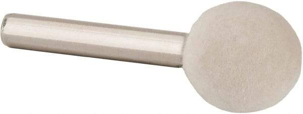 Value Collection - 3/4" Diam, 1/4" Shank Diam, Ball Shaped Mounted Bob - Hard Density, 3/4" Head Length, 2" Shank Length, Wool Felt - Benchmark Tooling