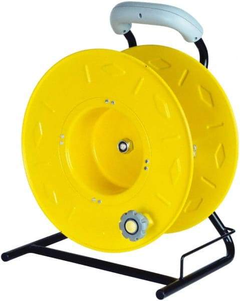 Value Collection - 12 AWG, 100' Cable Length, Cord & Cable Reel without Cable - 0 Outlets, NEMA 5-15R, 15 Amps, SO Cable, Yellow Reel - Benchmark Tooling