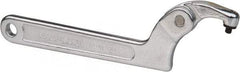 Paramount - 1-1/4" to 3" Capacity, Adjustable Pin Spanner Wrench - 8-1/8" OAL, 3/16" Hook Pin Height - Benchmark Tooling