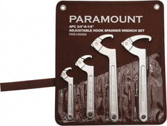 Paramount - 3/4" to 6-1/4" Capacity, Adjustable Hook Spanner Wrench Set - 6-3/8" OAL - Benchmark Tooling