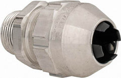 Thomas & Betts - 0.77 to 0.88" Cable Capacity, Class 1, Gas & Vapor Environments, Straight Strain Relief Cord Grip - 1 NPT Thread, Aluminum - Benchmark Tooling