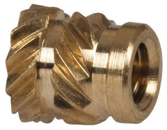 E-Z LOK - 1/8" Drill, 2 56 UNC, 0.141" Diam, Brass Unheaded Heat Installed Threaded Insert - 1/8" Hole, 0.157" OAL - Benchmark Tooling