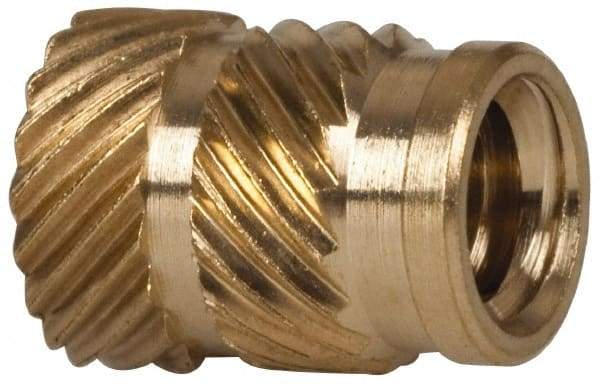 E-Z LOK - 1/4" Drill, 10 24 UNC, 0.278" Diam, Brass Unheaded Heat Installed Threaded Insert - 1/4" Hole, 3/8" OAL - Benchmark Tooling