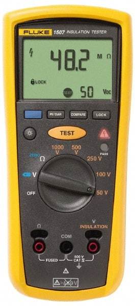 Fluke - Backlight Display, 10,000 Megohm Electrical Insulation Resistance Tester & Megohmmeter - 1,000 VDC Max Test Voltage, Powered by AA Battery - Benchmark Tooling