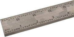 SPI - 36" Long, 1/100, 1/64, 1/50, 1/32" Graduation, Rigid Steel Rule - 16R Graduation Style, 1-1/4" Wide, Silver, Satin Chrome Finish - Benchmark Tooling