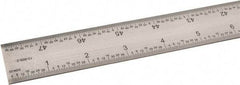 SPI - 48" Long, 1/64, 1/32" and 0.5, 1mm Graduation, Rigid Steel Rule - English/Metric Graduation Style, 1-1/4" Wide, Silver, Satin Chrome Finish - Benchmark Tooling