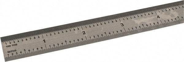 SPI - 72" Long, 1/100 & 1/50 Graduations, Flexible Steel Rule - 12R Graduation Style, 1" Wide, Silver, Polished Finish - Benchmark Tooling