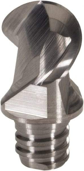 Iscar - MM EBA Grade IC08 Carbide Ball Nose Milling Tip Insert - Uncoated, 2 Flutes, 10mm Cutting Diam, 7mm Depth of Cut, 13mm Extension, 0.196" Cnr Rad, 45° Helix - Benchmark Tooling