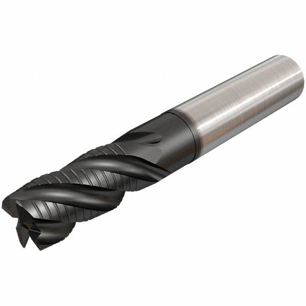 Iscar - 14mm Diam, 30mm LOC, 4 Flute Solid Carbide 45° Corner Chamfer Roughing End Mill - TiAlN Finish, 100mm OAL, 14mm Shank Diam, Single End, Extended Reach, 38° Helix - Benchmark Tooling