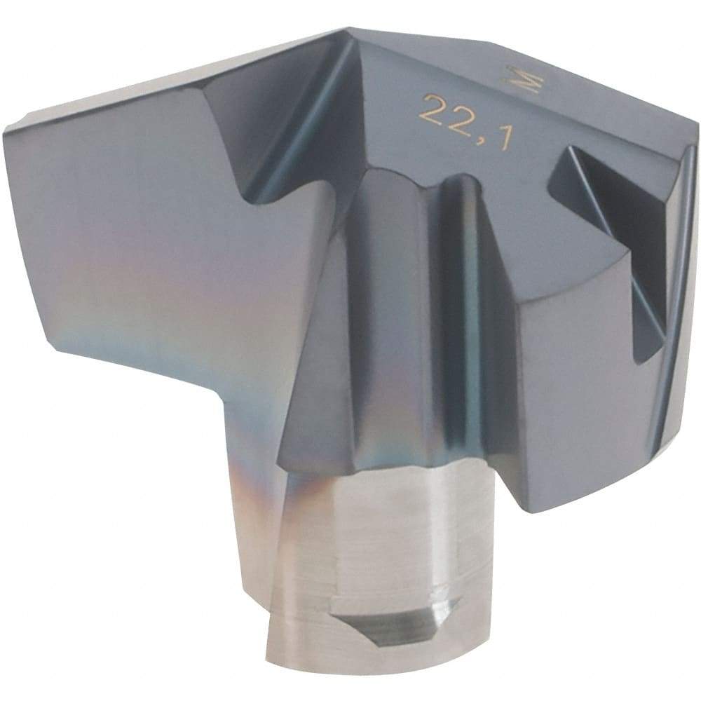 Iscar - Series ICM, 0.87" Diam Grade IC908 140° Replaceable Drill Tip - Carbide, TiAlN Finish, 22 Seat Size, Through Coolant - Benchmark Tooling