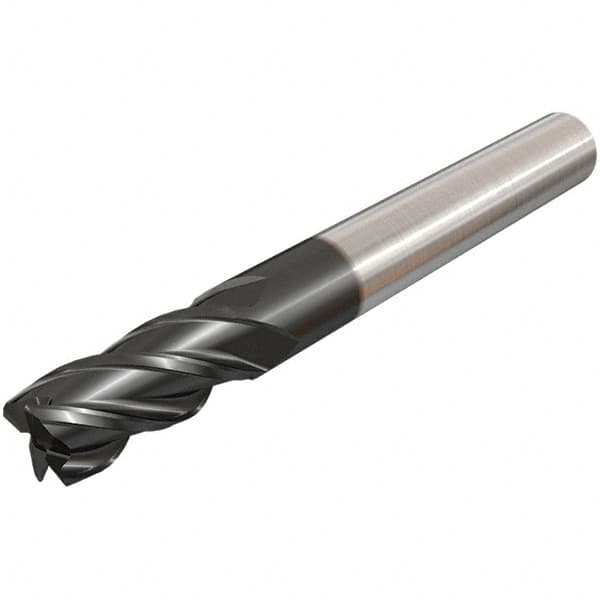 Iscar - 0.438", 4 Flute, Single End, Solid Carbide, 0.02" Corner Radius End Mill - 2-3/4" OAL, 38° Helix, Right Hand Flute, 3/4" LOC, Right Hand Cut - Benchmark Tooling