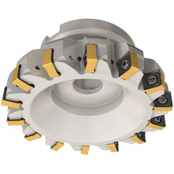Iscar - 63mm Cut Diam, 22mm Arbor Hole, 9mm Max Depth of Cut, 88° Indexable Chamfer & Angle Face Mill - 7 Inserts, OXMT 0507\xB6S890 SNMU 1305 Insert, Right Hand Cut, 7 Flutes, Through Coolant, Series Helido - Benchmark Tooling