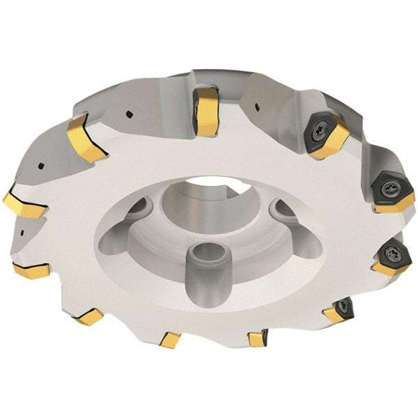 Iscar - 125mm Cut Diam, 40mm Arbor Hole, 3.5mm Max Depth of Cut, 30° Indexable Chamfer & Angle Face Mill - 9 Inserts, H600 WXCU 08 Insert, Right Hand Cut, 9 Flutes, Through Coolant, Series Helido - Benchmark Tooling
