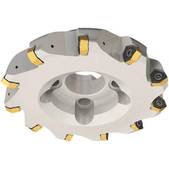 Iscar - 125mm Cut Diam, 40mm Arbor Hole, 3.5mm Max Depth of Cut, 30° Indexable Chamfer & Angle Face Mill - 9 Inserts, H600 WXCU 08 Insert, Right Hand Cut, 9 Flutes, Through Coolant, Series Helido - Benchmark Tooling