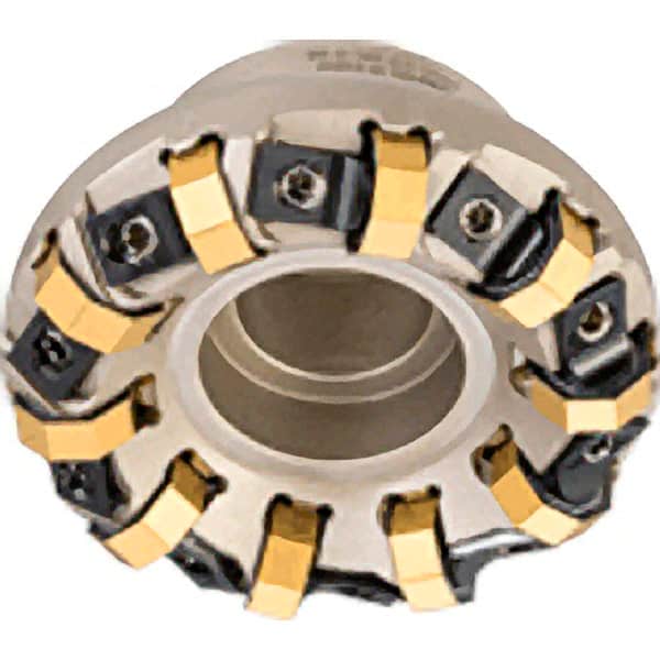 Iscar - 3.41" Cut Diam, 1" Arbor Hole, 0.138" Max Depth of Cut, 45° Indexable Chamfer & Angle Face Mill - 12 Inserts, ON.U 05\xB6S845 SN.U 13 Insert, Right Hand Cut, 12 Flutes, Series Helido - Benchmark Tooling