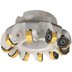 Iscar - 1.9090" Cut Diam, 3/4" Arbor Hole, 0.138" Max Depth of Cut, 45° Indexable Chamfer & Angle Face Mill - 4 Inserts, ON.. 05..\xB6OXMT 0507\xB6RXMT 1607\xB6S845 SN.U 13 Insert, Right Hand Cut, 4 Flutes, Through Coolant, Series Helido - Benchmark Tooling