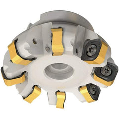 Iscar - 109.7mm Cut Diam, 32mm Arbor Hole, 6mm Max Depth of Cut, 65° Indexable Chamfer & Angle Face Mill - 12 Inserts, OXMT 0507\xB6RXMT 1607\xB6S865 SNMU 1305 Insert, Right Hand Cut, 12 Flutes, Through Coolant, Series Helido - Benchmark Tooling