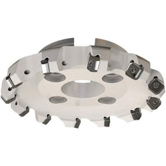 Iscar - 77.9mm Cut Diam, 22mm Arbor Hole, 7.15mm Max Depth of Cut, 45° Indexable Chamfer & Angle Face Mill - 7 Inserts, S845 SX.U 16.. Insert, Right Hand Cut, 7 Flutes, Through Coolant, Series Helido - Benchmark Tooling