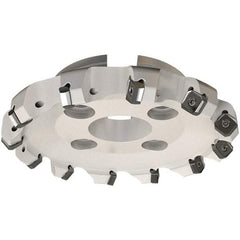 Iscar - 264.8mm Cut Diam, 60mm Arbor Hole, 7.15mm Max Depth of Cut, 45° Indexable Chamfer & Angle Face Mill - 15 Inserts, S845 SX.U 16.. Insert, Right Hand Cut, 15 Flutes, Series Helido - Benchmark Tooling