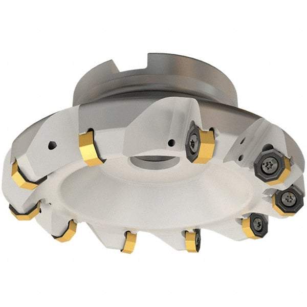 Iscar - 60.4mm Cut Diam, 22mm Arbor Hole, 3.5mm Max Depth of Cut, 45° Indexable Chamfer & Angle Face Mill - 6 Inserts, ON.. 05..\xB6OXMT 0507\xB6RXMT 1607\xB6S845 SN.U 13 Insert, Right Hand Cut, 6 Flutes, Through Coolant, Series Helido - Benchmark Tooling