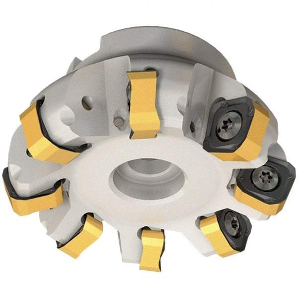Iscar - 89.7mm Cut Diam, 27mm Arbor Hole, 6mm Max Depth of Cut, 65° Indexable Chamfer & Angle Face Mill - 7 Inserts, OXMT 0507\xB6RXMT 1607\xB6S865 SNMU 1305 Insert, Right Hand Cut, 7 Flutes, Through Coolant, Series Helido - Benchmark Tooling