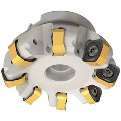 Iscar - 89.7mm Cut Diam, 27mm Arbor Hole, 6mm Max Depth of Cut, 65° Indexable Chamfer & Angle Face Mill - 7 Inserts, OXMT 0507\xB6RXMT 1607\xB6S865 SNMU 1305 Insert, Right Hand Cut, 7 Flutes, Through Coolant, Series Helido - Benchmark Tooling