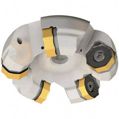 Iscar - 184.5mm Cut Diam, 40mm Arbor Hole, 7mm Max Depth of Cut, 45° Indexable Chamfer & Angle Face Mill - 8 Inserts, ONMU 1008\xB6S845 SNMU 2608 Insert, Right Hand Cut, 8 Flutes, Series Helido - Benchmark Tooling