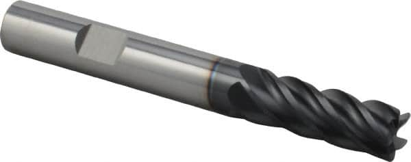 Iscar - 3/8", 5 Flute, Single End, Solid Carbide, 0.02" Corner Radius End Mill - 3" OAL, Right Hand Flute, 0.94" LOC, Right Hand Cut - Benchmark Tooling