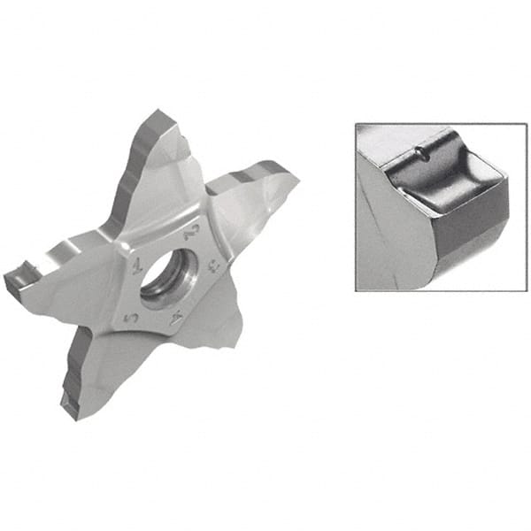 Iscar - PENTA PB IC908 Grade, 0.118" Cutting Width, Carbide Cutoff Insert - 6° Right Hand Lead Angle, 0.008" Cnr Rad, TiAlN Coated, Other End - Benchmark Tooling