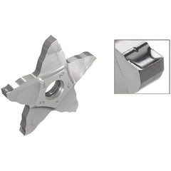 Iscar - PENTA PB IC908 Grade, 0.118" Cutting Width, Carbide Cutoff Insert - 6° Right Hand Lead Angle, 0.008" Cnr Rad, TiAlN Coated, Other End - Benchmark Tooling