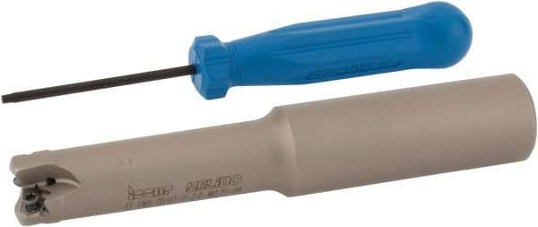 Iscar - 5/8" Cut Diam, 0.06" Max Depth, 3/4" Shank Diam, Weldon Shank Indexable High-Feed End Mill - Screw Holding Method, H600 WXCU 04 Insert, FF EWX-04 Toolholder, Through Coolant - Benchmark Tooling