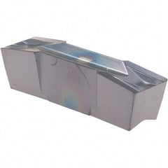 Iscar - 800040GIF E Grade IC908, 8mm Cutting Width Carbide Grooving Insert - 0.5mm Max Depth of Cut, Neutral, 0.4mm Corner Radius, TiAlN Finish - Benchmark Tooling