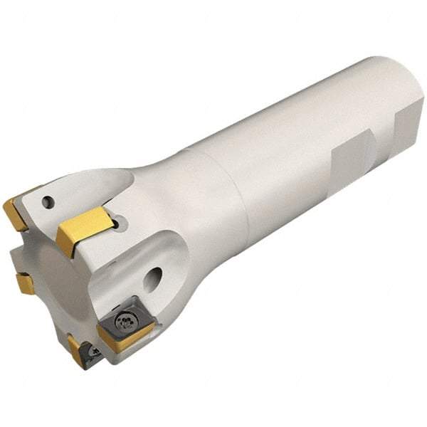 Iscar - 5/8" Cut Diam, 0.315" Max Depth of Cut, 5/8" Shank Diam, 6" OAL, Indexable Square Shoulder Helical End Mill - H490 ANKX 09.. Inserts, Cylindrical Shank, 90° Lead Angle, Through Coolant, Series Helido - Benchmark Tooling