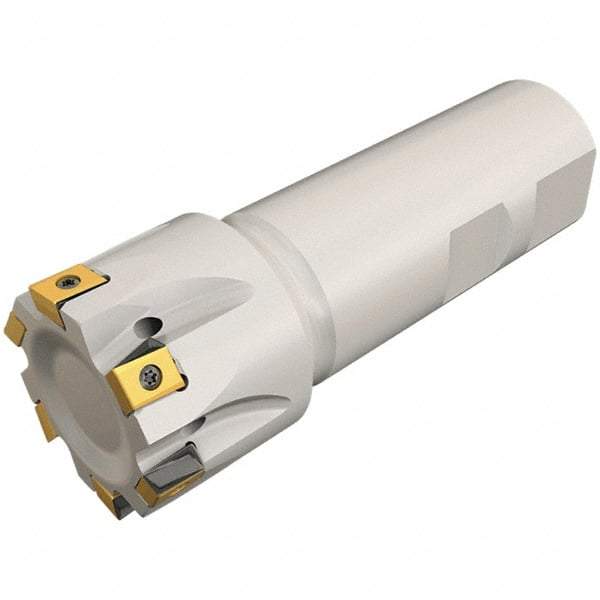 Iscar - 20mm Cut Diam, 8mm Max Depth of Cut, 20mm Shank Diam, 110mm OAL, Indexable Square Shoulder Helical End Mill - T490 LN.T 0804 Inserts, Cylindrical Shank, 90° Lead Angle, Through Coolant, Series Helitang - Benchmark Tooling