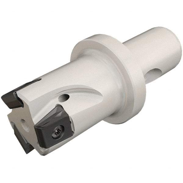 Iscar - 32mm Cut Diam, 12.5mm Max Depth of Cut, 53mm OAL, Indexable Square Shoulder Helical End Mill - T490 LN.T 13.. Inserts, CF4 Modular Connection, 90° Lead Angle, Through Coolant, Series Helitang - Benchmark Tooling