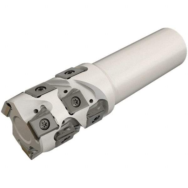 Iscar - 50mm Cut Diam, 59mm Max Depth of Cut, 40mm Shank Diam, 135mm OAL, Indexable Square Shoulder End Mill - T490 LN.T 1306 Inserts, Weldon Shank, 90° Lead Angle, Through Coolant, Series Helitang - Benchmark Tooling