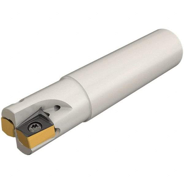 Iscar - 32mm Cut Diam, 12mm Max Depth of Cut, 32mm Shank Diam, 110mm OAL, Indexable Square Shoulder Helical End Mill - HM90 AP.. 1003.. Inserts, Weldon Shank, 90° Lead Angle, Through Coolant, Series Helido - Benchmark Tooling