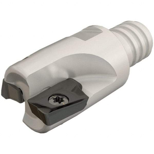 Iscar - 20mm Cut Diam, 10mm Max Depth of Cut, 24.6mm OAL, Indexable Square Shoulder End Mill - HM90 AP.. 1003.. Inserts, T12 Modular Connection, 90° Lead Angle, Series Heli2000, Multimaster - Benchmark Tooling