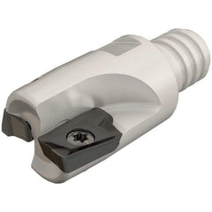 Iscar - 20mm Cut Diam, 10mm Max Depth of Cut, 24.6mm OAL, Indexable Square Shoulder End Mill - HM90 AP.. 1003.. Inserts, T12 Modular Connection, 90° Lead Angle, Series Heli2000, Multimaster - Benchmark Tooling