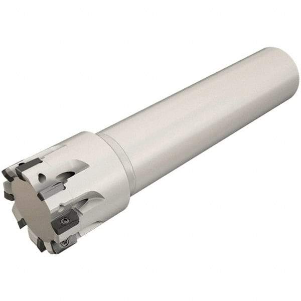 Iscar - 20mm Cut Diam, 7.7mm Max Depth of Cut, 20mm Shank Diam, 110mm OAL, Indexable Square Shoulder End Mill - HP ANKT 0702.. Inserts, Cylindrical Shank, 90° Lead Angle, Through Coolant, Series Heliplus - Benchmark Tooling