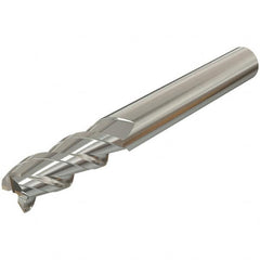 Iscar - 3mm, 8mm LOC, 6mm Shank Diam, 50mm OAL, 3 Flute, Solid Carbide Square End Mill - Single End, TiAlN Finish, Spiral Flute, 45° Helix, Centercutting, Right Hand Cut, Right Hand Flute - Benchmark Tooling