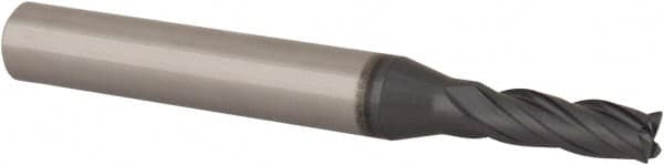 Iscar - 4mm, 11mm LOC, 6mm Shank Diam, 50mm OAL, 4 Flute, Solid Carbide Square End Mill - Single End, TiAlN Finish, Spiral Flute, 30° Helix, Right Hand Cut, Right Hand Flute - Benchmark Tooling