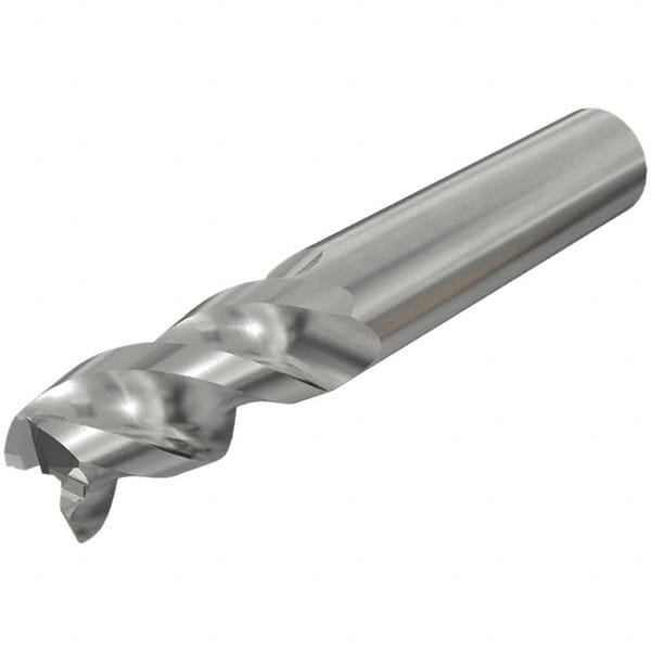 Iscar - 14mm, 30mm LOC, 14mm Shank Diam, 83mm OAL, 3 Flute, Solid Carbide Square End Mill - Single End, Uncoated, Spiral Flute, 45° Helix, Right Hand Cut, Right Hand Flute - Benchmark Tooling