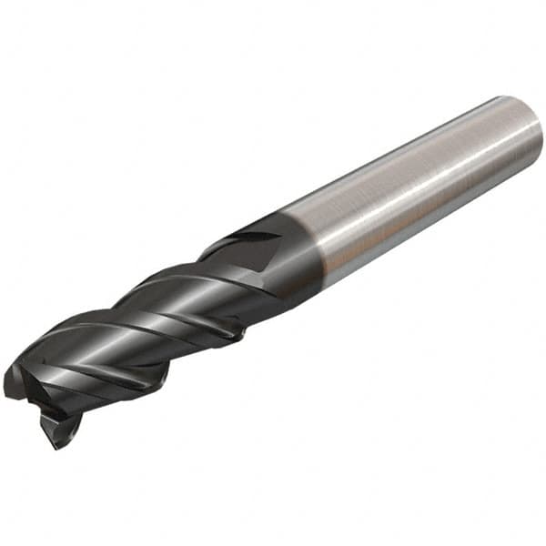 Iscar - 14mm, 25mm LOC, 14mm Shank Diam, 83mm OAL, 3 Flute, Solid Carbide Square End Mill - Single End, TiAlN Finish, Spiral Flute, 45° Helix, Right Hand Cut, Right Hand Flute - Benchmark Tooling