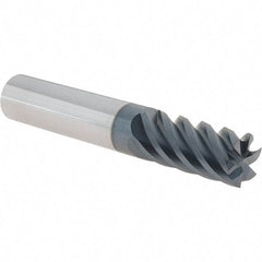 Iscar - 1/2", 1" LOC, 1/2" Shank Diam, 3" OAL, 6 Flute, Solid Carbide Square End Mill - Single End, TiAlN Finish, Spiral Flute, 45° Helix, Right Hand Cut, Right Hand Flute - Benchmark Tooling